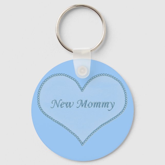 New Mommy Keychain, Blue Keychain (Front)