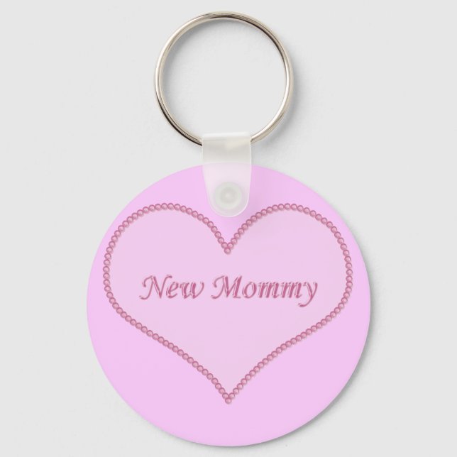 New Mommy Keychain, Pink Keychain (Front)