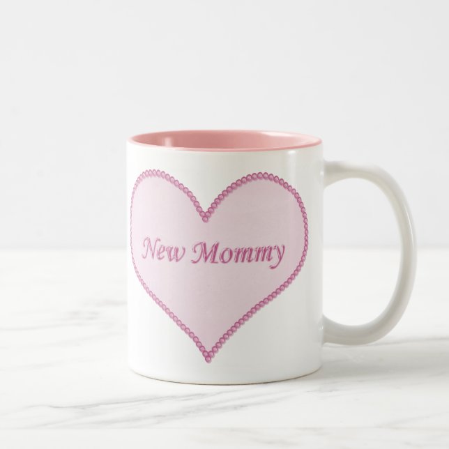 New Mommy Mug, Pink Two-Tone Coffee Mug (Right)