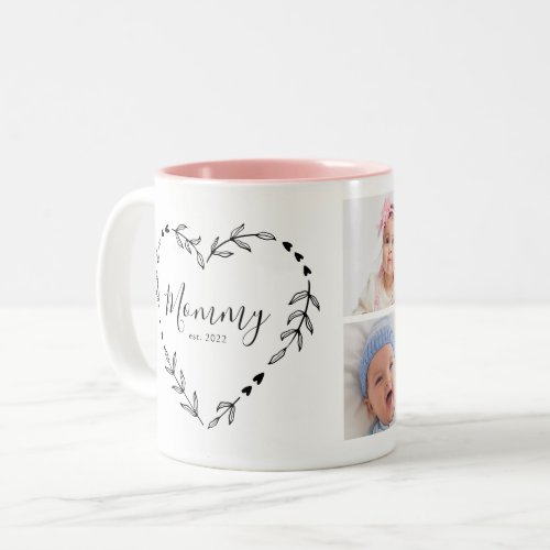 New Mommy Year Est Four Photo Collage Two_Tone Coffee Mug