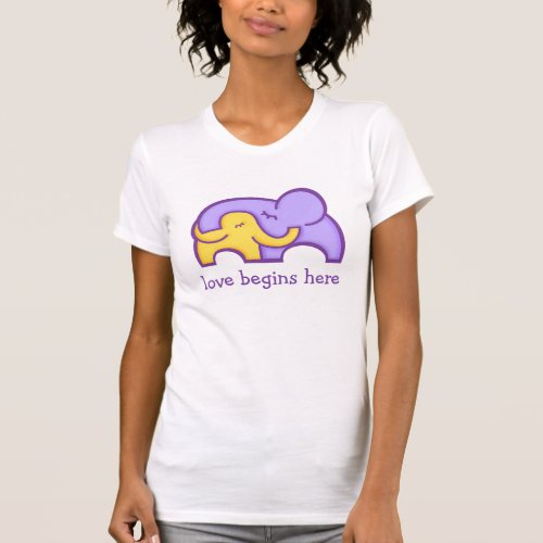 New moms love begins here elephant hug t_shirt