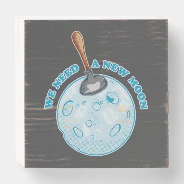 New moon astrology astronomy wooden box sign (Front Horizontal)