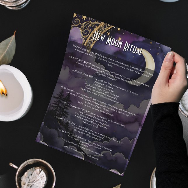 New Moon Ritual Pagan Prayer Book of shadows Poster (New Moon Ritual Pagan Prayer Book of shadows Poster)