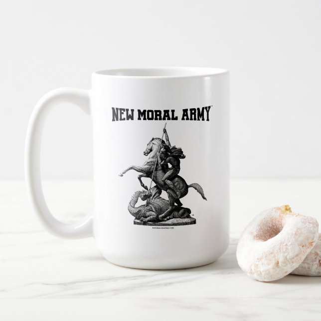 New Moral Army™ St. George & Dragon Logo Coffee Mug (With Donut)