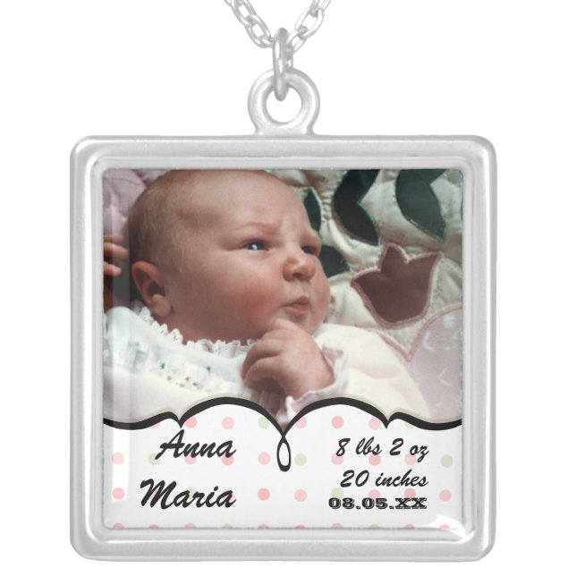 New Mothers Grandmothers - French Bow Dot Swirl Silver Plated Necklace (Front)