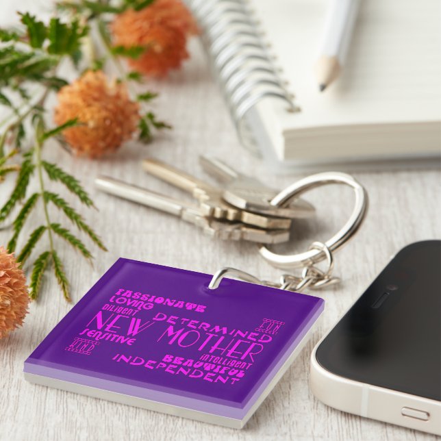 New Mothers & New Moms Baby Showers : Qualities Keychain (Front Right)