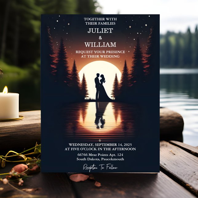 New Mountain Lakeside Forest Outdoor Lake Wedding Invitation (Creator Uploaded)