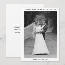 New Mr. and Mrs. Black/White Typewriter Photo Holiday Card