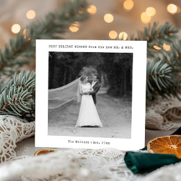 New Mr. and Mrs. Black/White Typewriter Photo Holiday Card