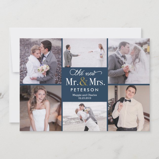 New Mr and Mrs EDITABLE COLOR Thank You Card (Front)