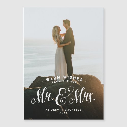 New Mr and Mrs newlywed holiday photo magnet card
