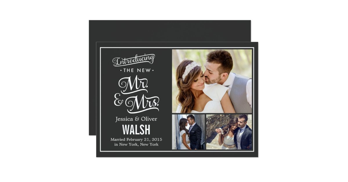 Just Married Invitations Announcements Zazzle New Mr And Mrs Wedding Announcement Charcoal