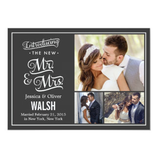New Mr and Mrs Wedding Announcement - Charcoal