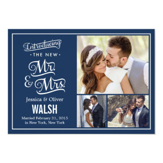 New Mr and Mrs Wedding Announcement - Navy Blue