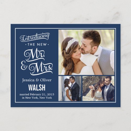 New Mr and Mrs Wedding Announcement _ Navy Blue