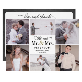 New Mr and Mrs Wedding Photo Thank You Card