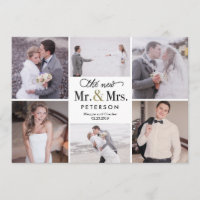 New Mr and Mrs Wedding Photo Thank You Card