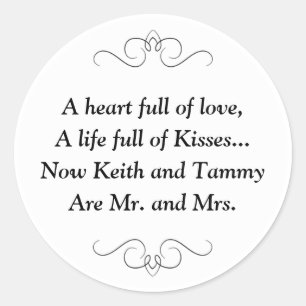 New Mr and Mrs Wedding Poem Classic Round Sticker
