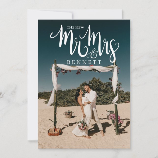 New Mr Mrs Elopement Wedding Announcement Photo (Front)