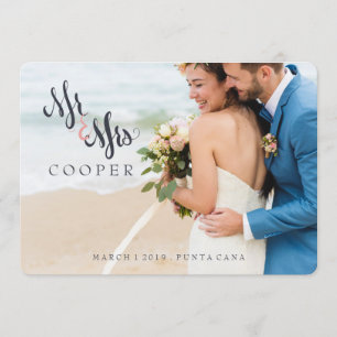 New Mr Mrs Modern Elopement Marriage Announcement