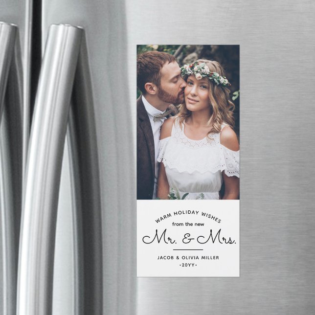 New Mr & Mrs Newlyweds Magnetic Photo Holiday Card (Creator Uploaded)