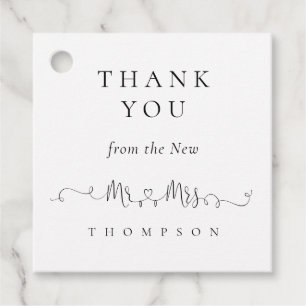 New Mr Mrs Rings Heart Script Wedding Thank You Favor Tags