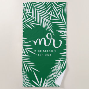 New Mr.   Tropical Leaves Beach Towel