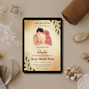 New Muslim Parent & Newborn Baby Boy Aqiqah Invitation