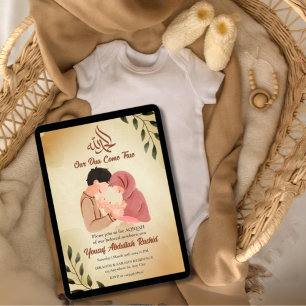 New Muslim Parent & Newborn Baby Boy Aqiqah Invitation