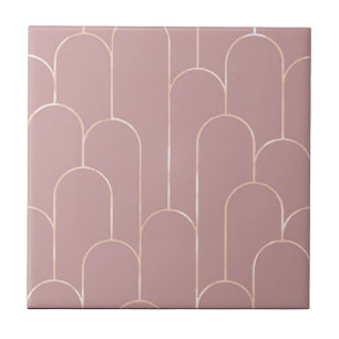 New Muted Pink Art Deco Style Ceramic Ceramic Tile