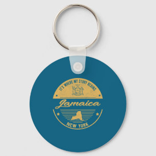New My Jamaica York Where Story Begins Keychain