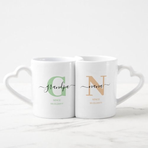 New Nana and Grandpa Monogram Coffee Mug Set