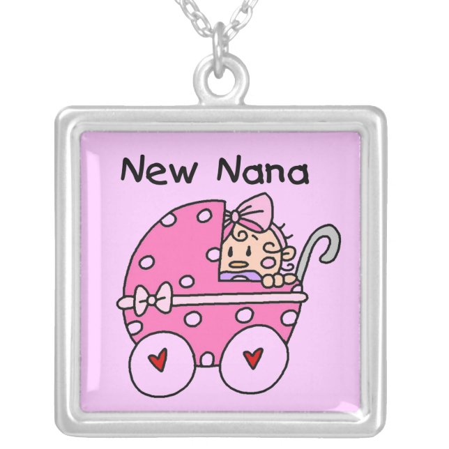 New Nana Baby in Carriage Gifts Silver Plated Necklace (Front)