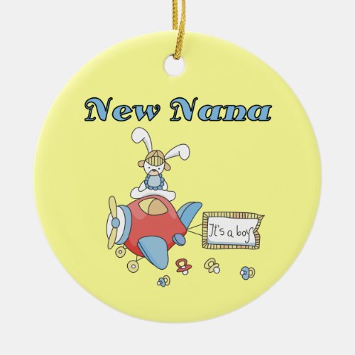 New Nana of Boy Airplane Gifts Ceramic Ornament