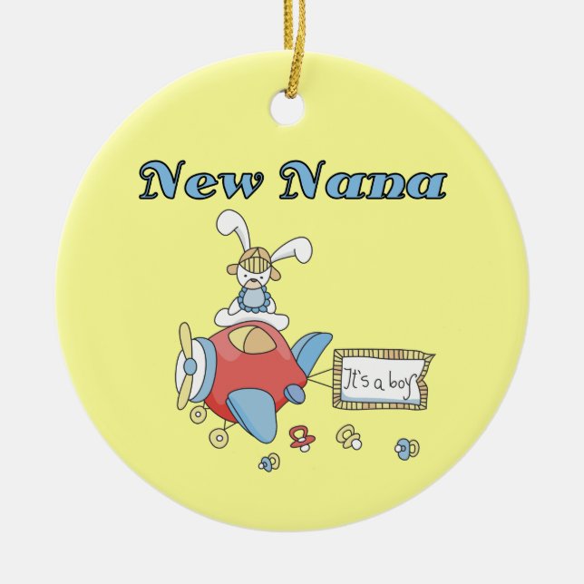 New Nana of Boy Airplane Gifts Ceramic Ornament (Front)
