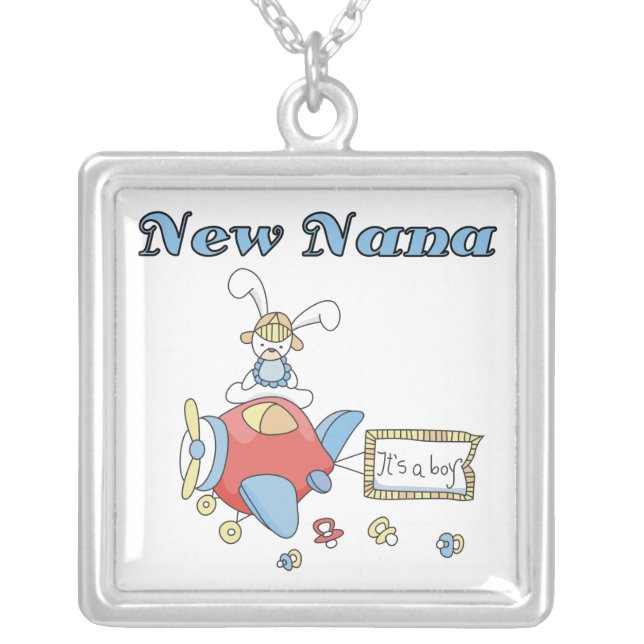 New Nana of Boy Airplane Gifts Silver Plated Necklace (Front)