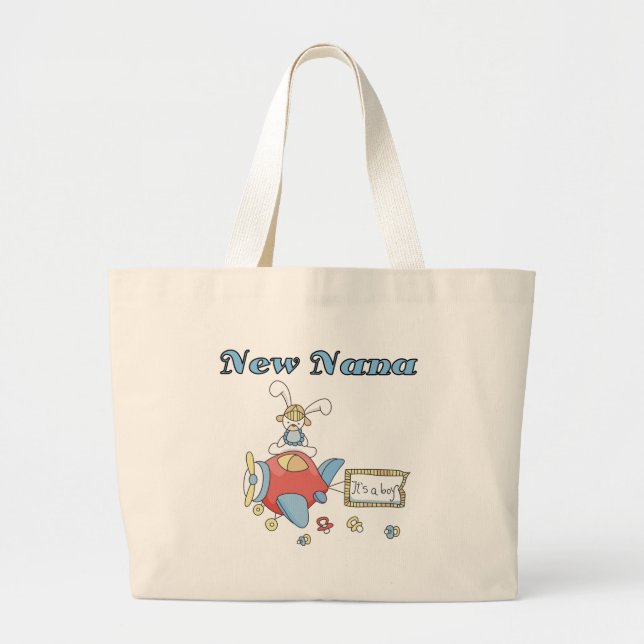 New Nana of Boy-Airplane Tshirts and Gifts Large Tote Bag (Front)