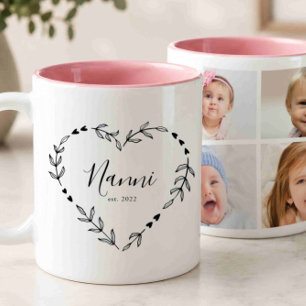 New Nanni Year Est. Four Photo Collage Two-Tone Coffee Mug