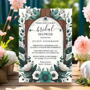 New Nature Garden Plant Dark Green Bridal Shower Invitation