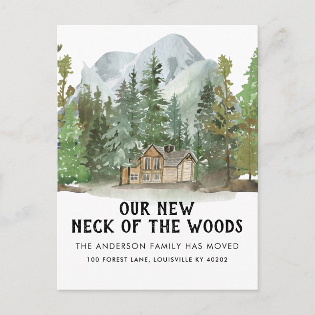 New Neck of the Woods Address Home Moved Moving Announcement Postcard (Front)