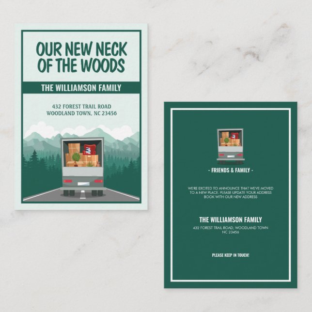 New Neck of the Woods Green Forest Budget Moving Note Card (Front/Back)