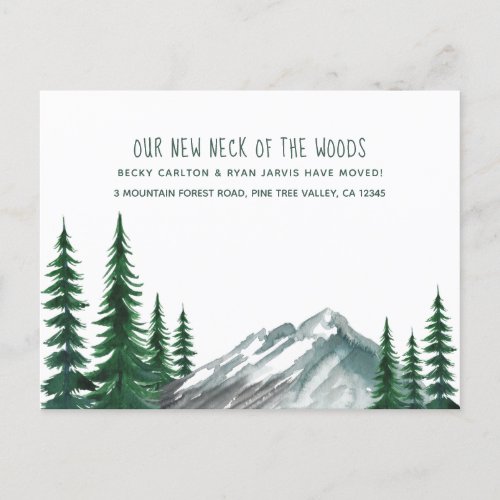 New Neck of the Woods Mountain Forest Pine Moving Holiday Postcard