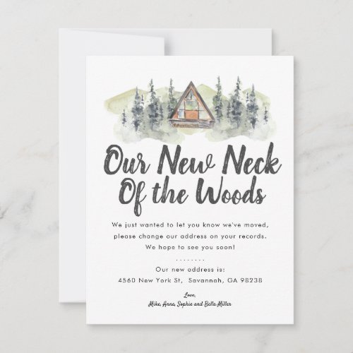 New Neck of the Woods  Moving Announcement Card