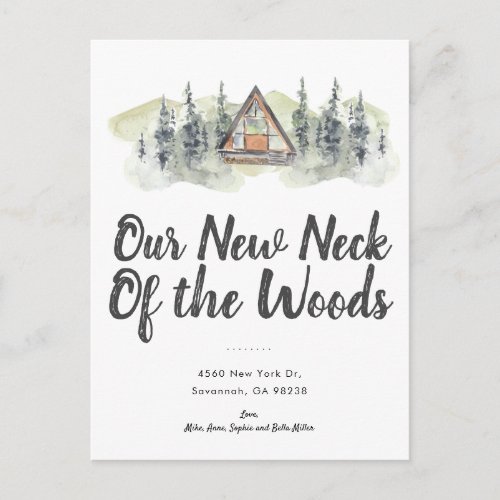 New Neck of the Woods  Moving Announcement Postcard