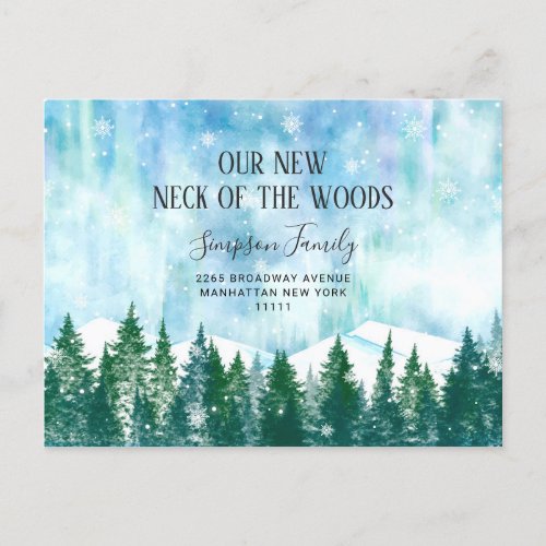 New Neck of the Woods Winter Moving Announcement Postcard