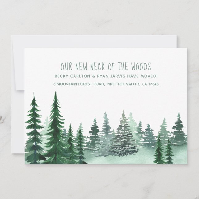 New Neck of the Woods Woodland Forest Pine Moving Announcement (Front)