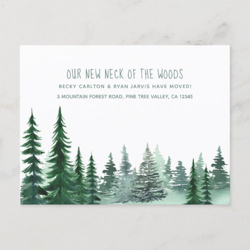 New Neck of the Woods Woodland Forest Pine Moving Holiday Postcard