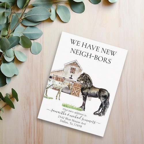 New Neighbor Horse Watercolor Moving announcement