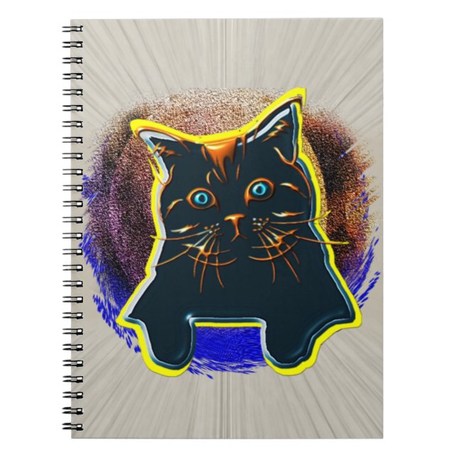 New Neon Cat T-Shirt Gel Mouse Pad Tapestry Notebook (Front)