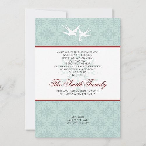 New Nest Address Birth Announcement Holiday Card